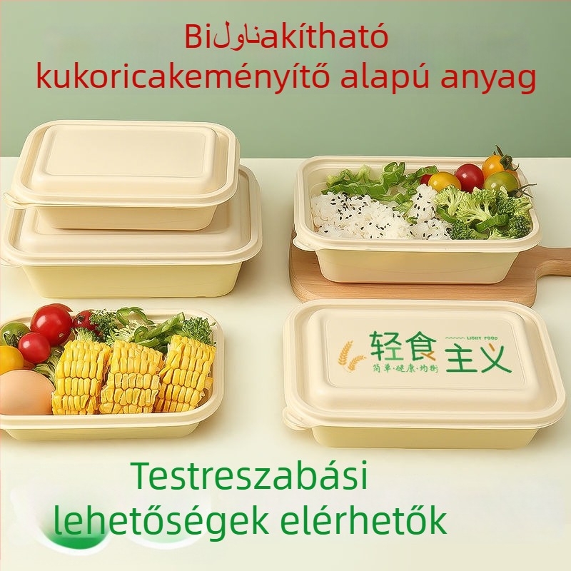 Egyszer használatos fedél nélküli 900 kör alakú konikus tál, kukoricasztiából készült biológiailag lebomló ebédtál, élelmiszer-minőségű csomagolás