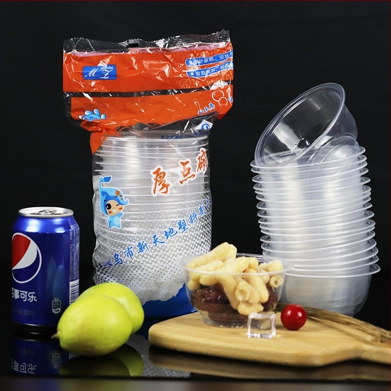 Egyszer használatos PP műanyag tál, 360 ml, átlátszó, megerősített falú, otthoni használatra és elvitelre – leves/rizs tál