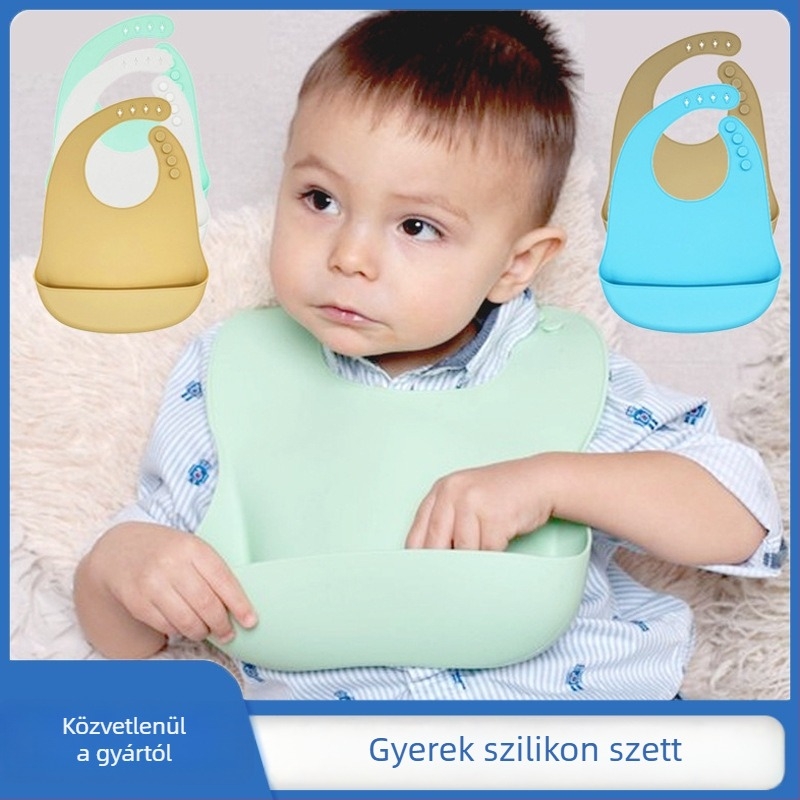 Szilikon baba etető kendő – egyszerű stílus, élelmiszer-minőségű szilikon, 3 hónapos kortól