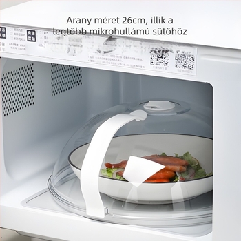 Mikrohullámú sütő fröccsenés elleni fedő, műanyagból, modern egyszerű dizájn, 200 g, hőálló