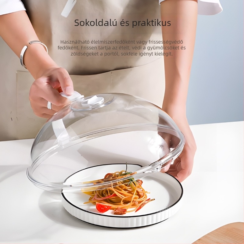 Mikrohullámú sütő fröccsenés elleni fedő, műanyagból, modern egyszerű dizájn, 200 g, hőálló