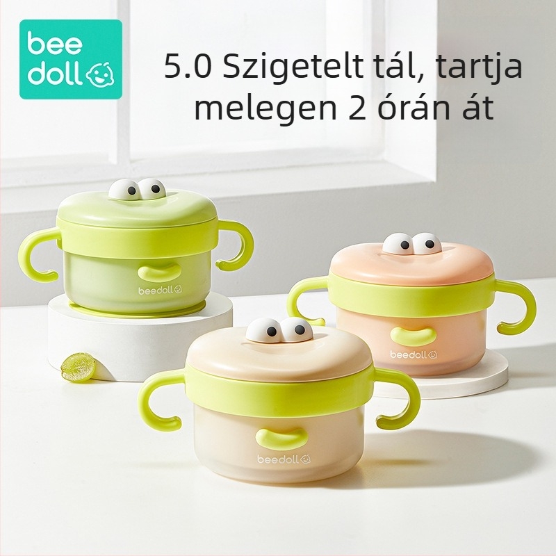 Beedoll 316L rozsdamentes acél babatáplálási tál, 6 hónapos vagy idősebb gyerekeknek, hőmérséklet-szabályozó kialakítás