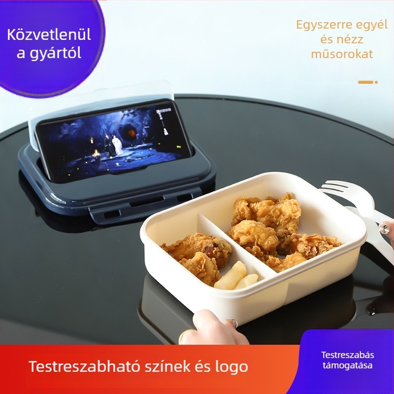 Bento doboz ebédhez, Mikrohullámú sütőben használható, Hőszigetelt, Több rekeszes, 800–1000 ml, Műanyag