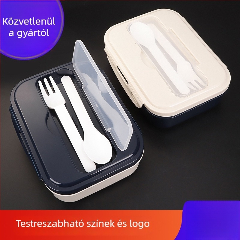 Bento doboz ebédhez, Mikrohullámú sütőben használható, Hőszigetelt, Több rekeszes, 800–1000 ml, Műanyag