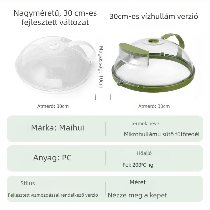 Mikrohullámú sütő fröccsenés elleni fedél, hőálló műanyagból, az ételek melegítésére és frissességének megőrzésére; olajálló; márka Hui qisi; stílus modern egyszerű (Anyag: műanyag; Márka: Hui qisi; Stílus: modern egyszerű)