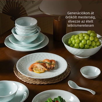 Songfa porcelán underglaze celadon alatti mázú tálak és tányérok készlet otthoni használatra, 2025 új modell, ideális új otthonhoz