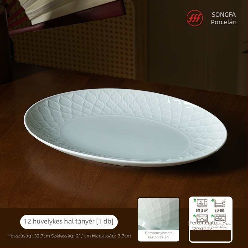 Songfa porcelán underglaze celadon alatti mázú tálak és tányérok készlet otthoni használatra, 2025 új modell, ideális új otthonhoz