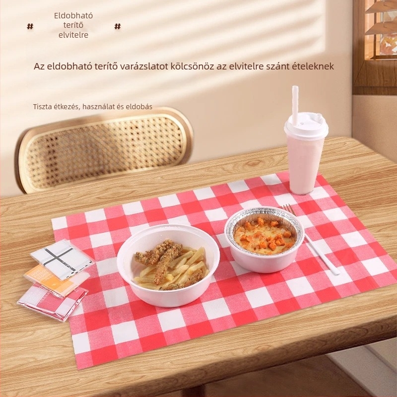 Egyszer használatos téglalap alakú asztalterítő, vastagított, vízálló és olajálló.