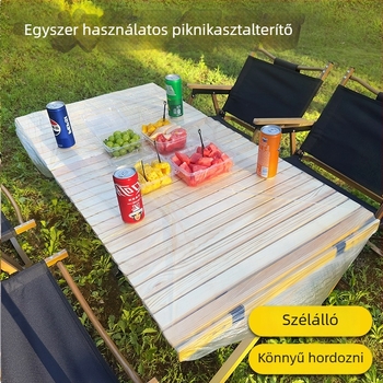 Egyszer használatos asztalterítő, kör alakú, műanyag (PE/polietilén), modern minimalist stílus