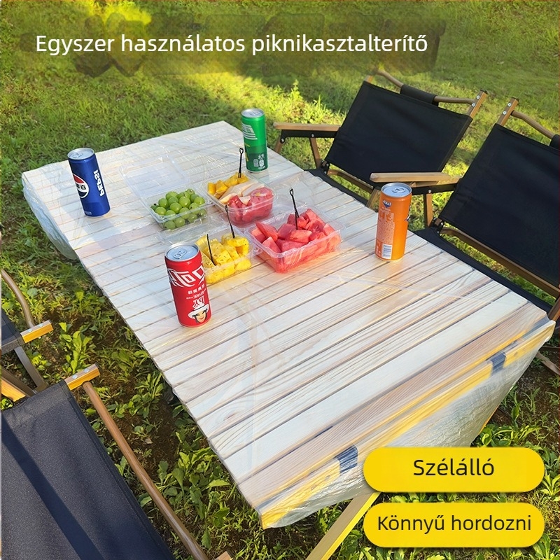 Egyszer használatos asztalterítő, kör alakú, műanyag (PE/polietilén), modern minimalist stílus
