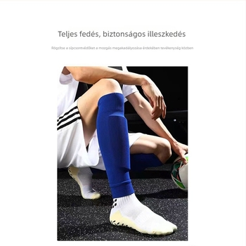 Futball kompressziós zokni félvádliig érő védőhatással a vádli és a térd számára edzéshez, gyerekeknek és felnőtteknek