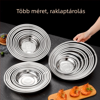 Rozsdamentes acél kerek tál 304, vastított, egyszínű felület, elektroplattázott felület, modern letisztult stílus, szállodai és éttermi felhasználásra, logó lézeres gravírozás lehetséges