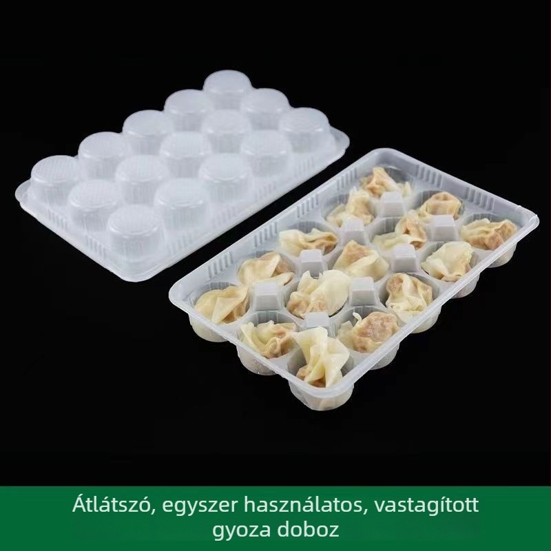 Egyszer használatos műanyag ebédes doboz 15 rekesszel és fedővel, friss wontonokhoz, gombócokhoz és tangyuanhoz