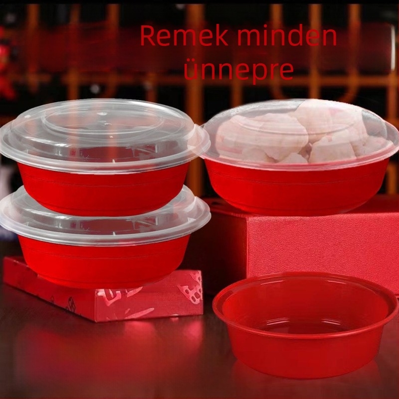 Egyszer használatos műanyag snack-doboz logónyomással; mikrohullámú sütőbe nem alkalmas; nem biológiailag lebomló.