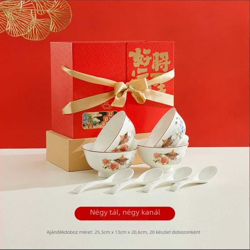 Yexin kerámiás étkészlet tálakkal, tányérokkal és kanalakkal — anyag: kerámia, modern minimalista stílus, eredet: Chaozhou, Good Luck Arrives sorozat, testreszabható feldolgozás