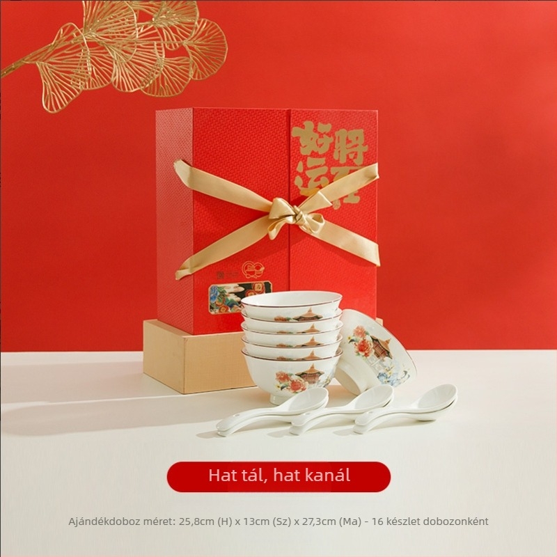 Yexin kerámiás étkészlet tálakkal, tányérokkal és kanalakkal — anyag: kerámia, modern minimalista stílus, eredet: Chaozhou, Good Luck Arrives sorozat, testreszabható feldolgozás