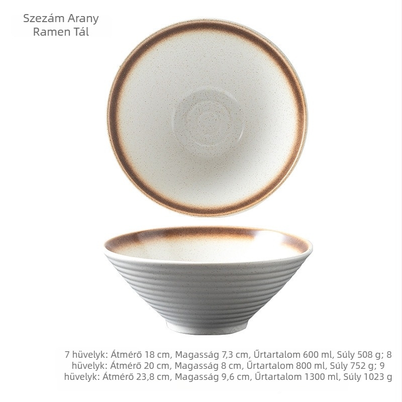Japán stílusú porcelán ramen tál, kerámia tészta- és leveses tál, nagy kör alakú tál kalap alakú peremmel, háztartási használatra