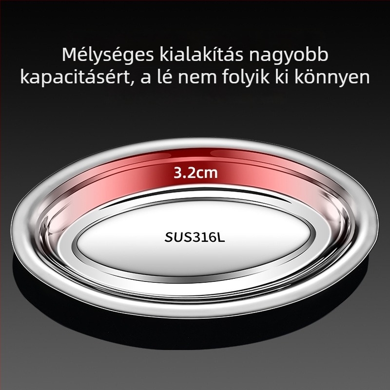 Oval alakú rozsdamentes acélból készült edény, élelmiszer-minőségű 304/316, otthoni gőzölt hal számára, mikrohullámú sütő nem támogatott