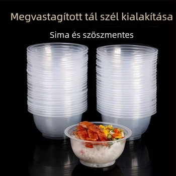 Egyszer használatos műanyag tálak készlet, kerek formájú, élelmiszer-minőségű, biológiailag lebomló, nem mikrózható