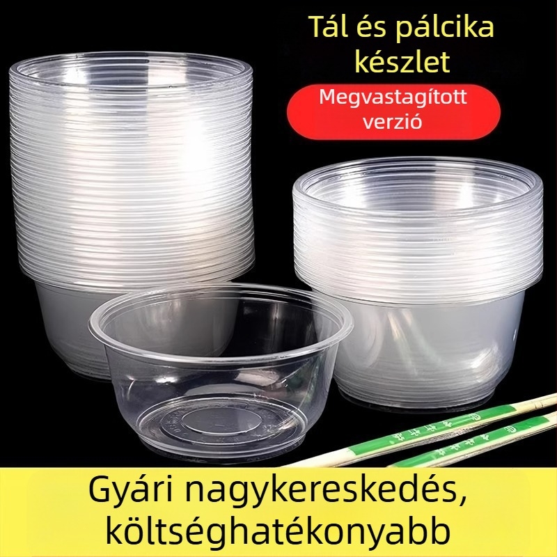 Egyszer használatos műanyag tálak készlet, kerek formájú, élelmiszer-minőségű, biológiailag lebomló, nem mikrózható
