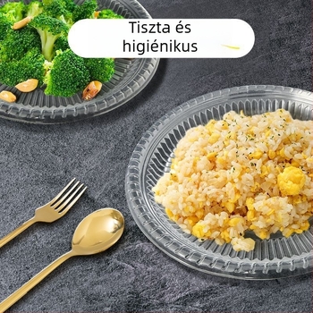 Körkörös egyszer használatos műanyag tál, átlátszó (Kategória: egyszer használatos tál; Anyag: műanyag; Szavatosság: 1 év; Feldolgozás és testreszabás: Nincs)