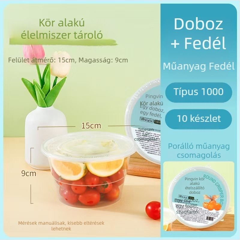 Egyszer használatos ebédes dobozok készlet: téglalap és kör alakú formák, vastagabb PP műanyag, mikrohullámú sütőben használható, 20 db