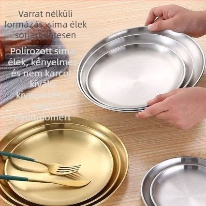 Rozsdamentes acélból készült kerek tál, koreai barbecue tál, gyümölcstál, torta tál, csonttál, retro tál, étkészlet