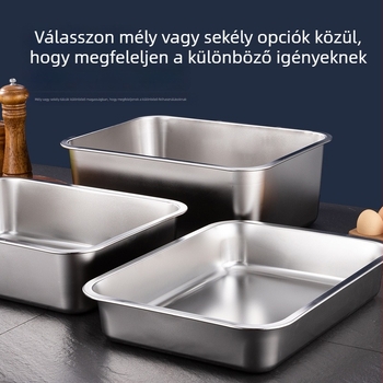 Élelmiszer-minőségű, vastagított, mély négyszögletes rozsdamentes acél tál háztartások és szállodák számára, sokoldalú tároló- és tálalóedény
