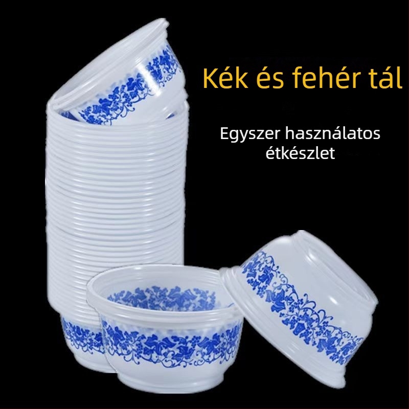 Egyszer használatos műanyag tál, vastagított, kerek, otthoni étkezéshez és szabadtéri grillezéshez