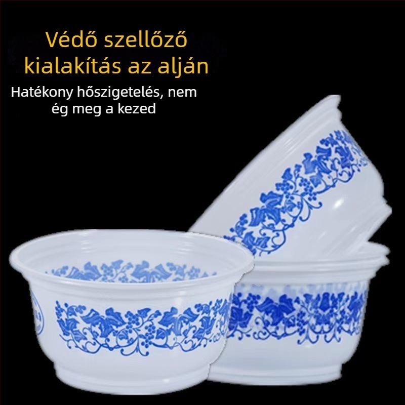 Egyszer használatos műanyag tál, vastagított, kerek, otthoni étkezéshez és szabadtéri grillezéshez