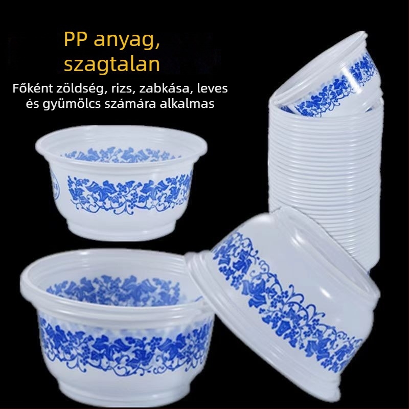 Egyszer használatos műanyag tál, vastagított, kerek, otthoni étkezéshez és szabadtéri grillezéshez