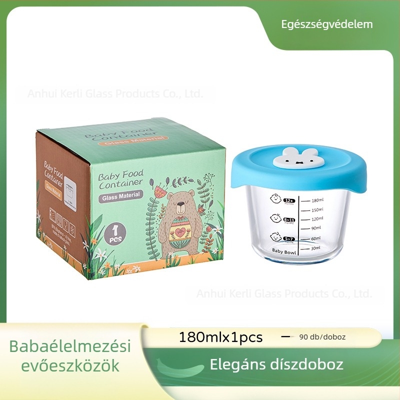 Üveg babaétel tál párolható tojáskrémhez és tároláshoz - aranyos baba-kompatibil dizájn