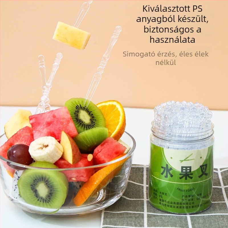 Egyszer használatos műanyag gyümölcsvilla – ehető minőségű, modern letisztult dizájn – gyümölcsökhöz és édességekhez