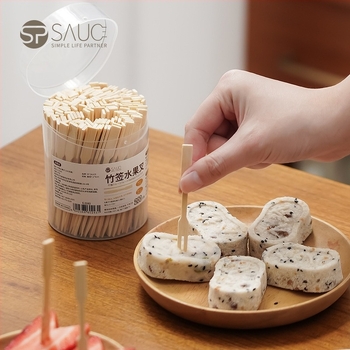 Egyszer használatos gyümölcs villa készlet otthoni használatra – bambusz, 200 darab, egyszerű stílus, első osztályú minőség, magáncímkés lehetőség