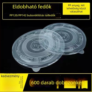 Egyszer használatos műanyag kerek tálfedők, 120/142-es méretű tálakhoz, átlátszó