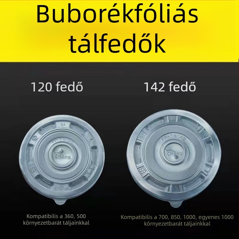Egyszer használatos műanyag kerek tálfedők, 120/142-es méretű tálakhoz, átlátszó