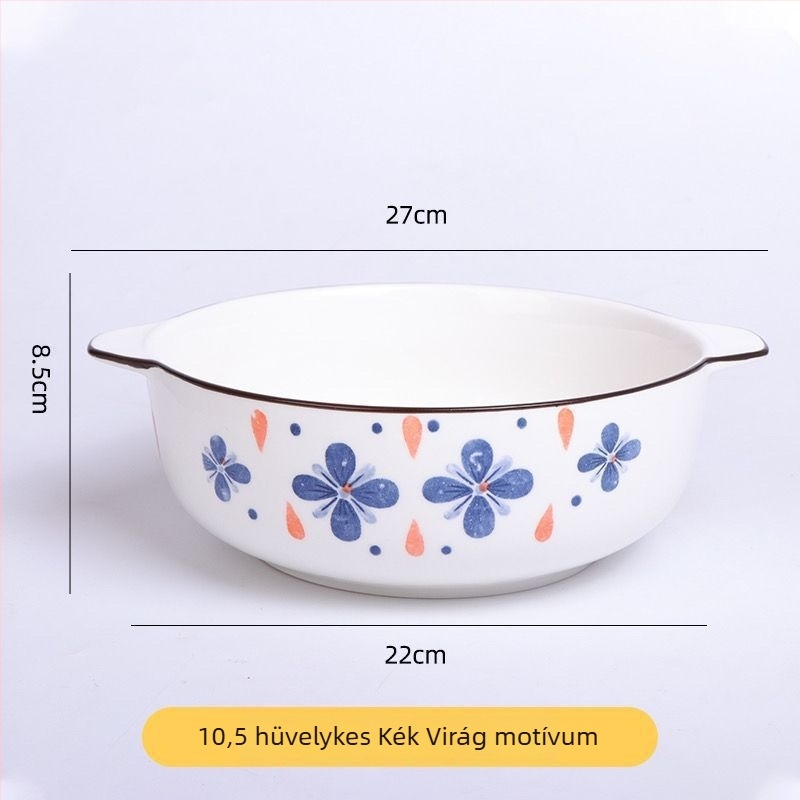 Porcelános gőzölt tojásos tál, japán stílusú, dupla fül, mély és vastag kialakítás, mikrohullámú sütőben nem használható