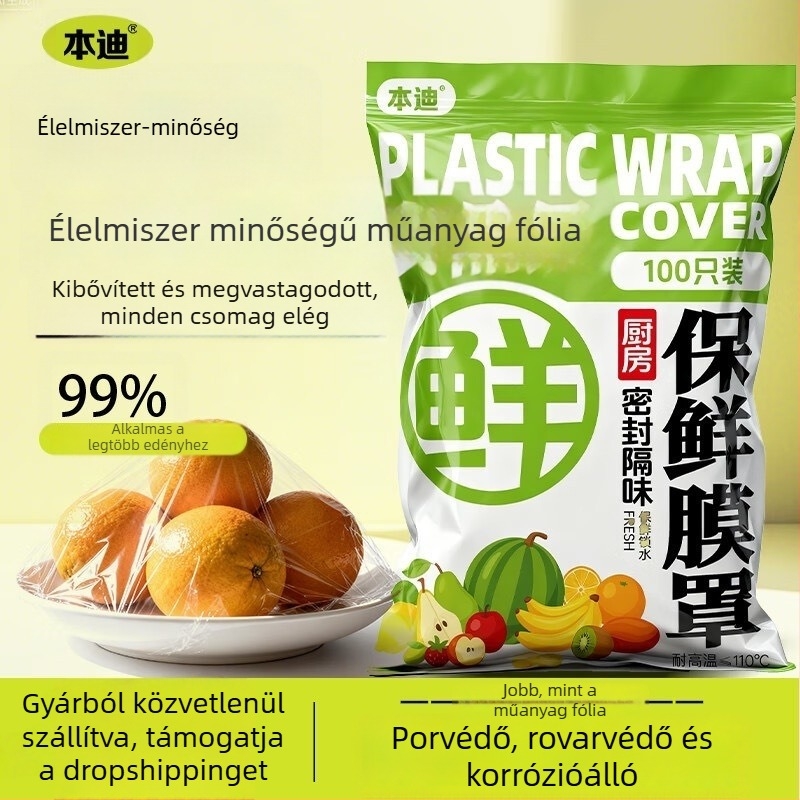 Egyszer használatos élelmiszer-minőségű műanyag fóliás fedők – háztartási használatra, 1 db, 3 év eltarthatóság