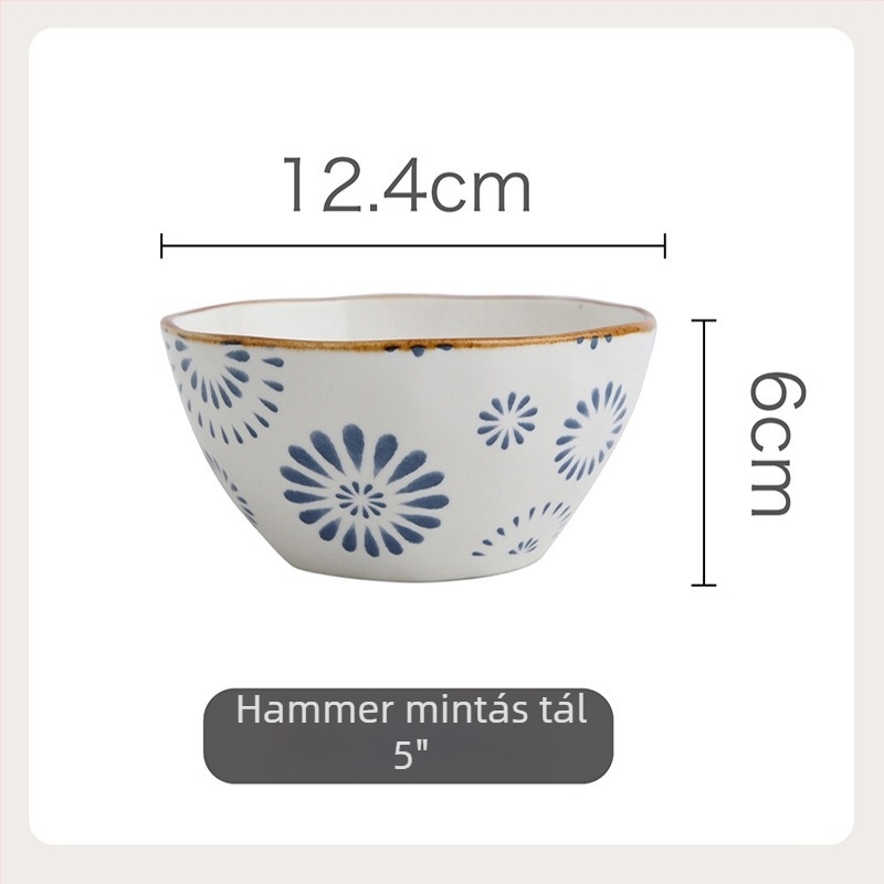 Kerámia étkészlet tálakkal és tányérokkal, alul-glazúros felület, japán stílus, könnyű luxus retro, mikróhullámú sütőhöz kompatibilis