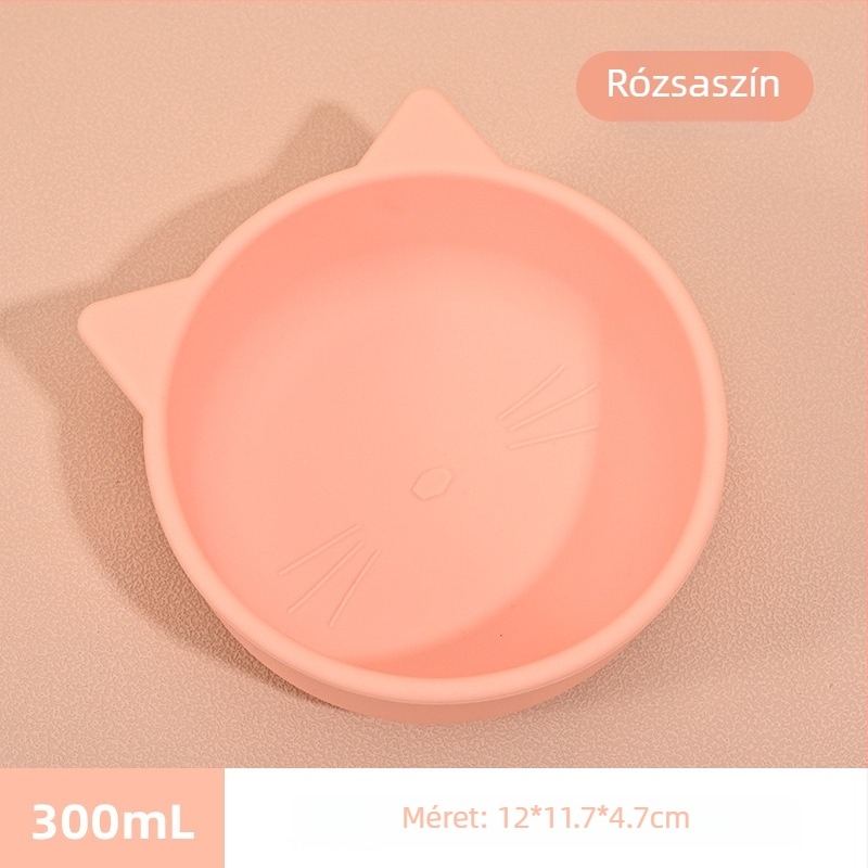 Szilikon babatál aranyos macska‑medve mintával | Fansch FC | Anyag: Szilikon | 3 hónaptól ajánlott | Csomagolás: 1 db | Csúszásmentes alj