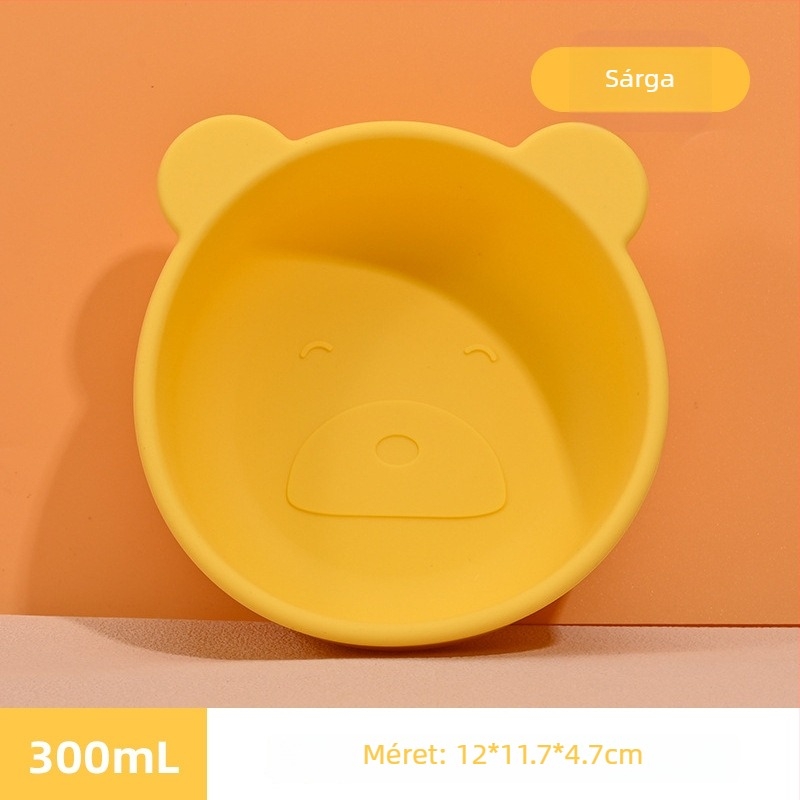 Szilikon babatál aranyos macska‑medve mintával | Fansch FC | Anyag: Szilikon | 3 hónaptól ajánlott | Csomagolás: 1 db | Csúszásmentes alj