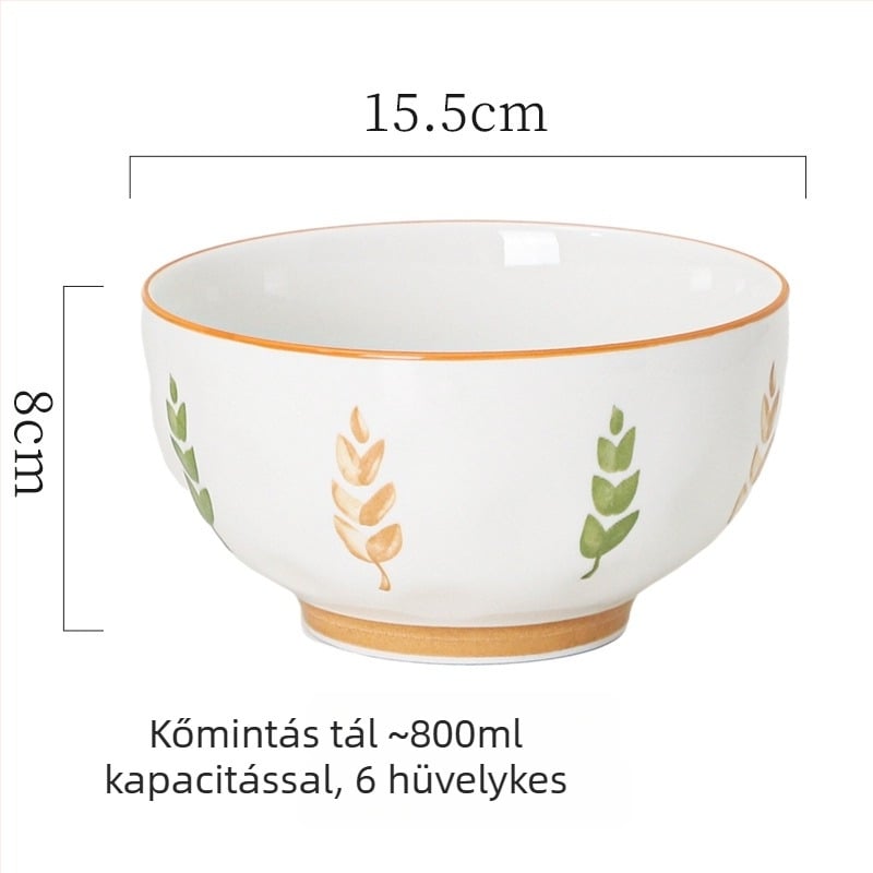 Kerámiás étkészlet (tányérok és tálak) – kínai stílus, egyszerű dizájn, szerencse motívum, univerzális tányérok