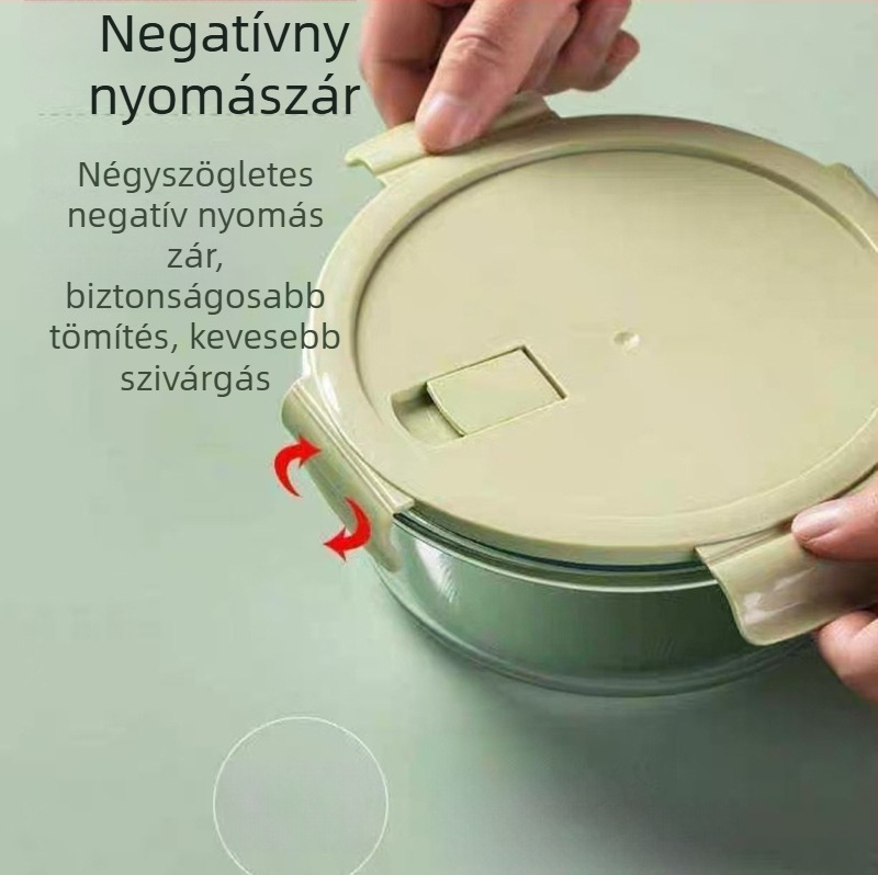 Langjie Mikrohullámú sütőbiztos kerek üveges ebédes doboz fedél, 800–1000 ml, magas boroszilikát üveg, logóval testreszabható