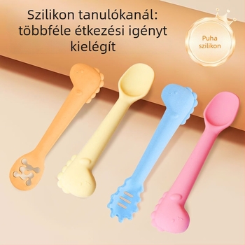 Csecsemők etetési gyakorló kanál, élelmiszer-minőségű szilikon, dinoszaurusz mintázat, 6 hónapnál idősebb babáknak, készlet 1 db, tömeg 20 g