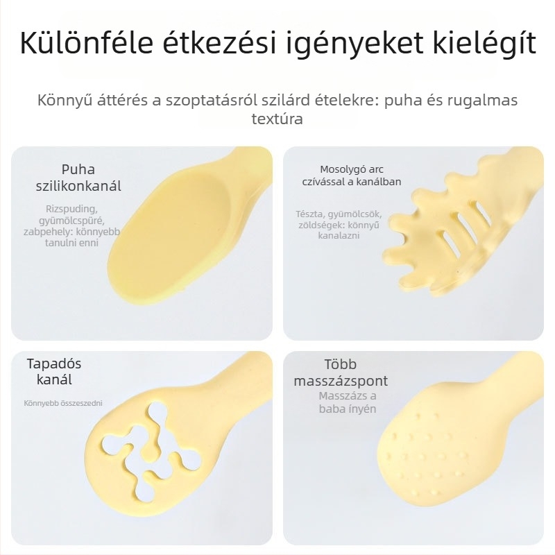 Csecsemők etetési gyakorló kanál, élelmiszer-minőségű szilikon, dinoszaurusz mintázat, 6 hónapnál idősebb babáknak, készlet 1 db, tömeg 20 g