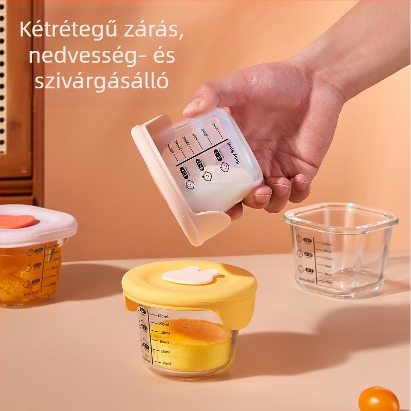 Baba etető tál – magas boroszilikát üveg, négy darabos készlet, AOHUA márka, friss és aranyos stílus, 3 hónapos kortól