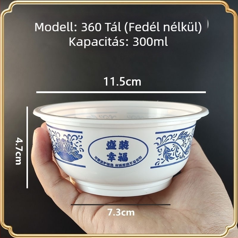 Egyszer használatos műanyag tál, vastított, élelmiszer-minőségű, 300 ml, kerek