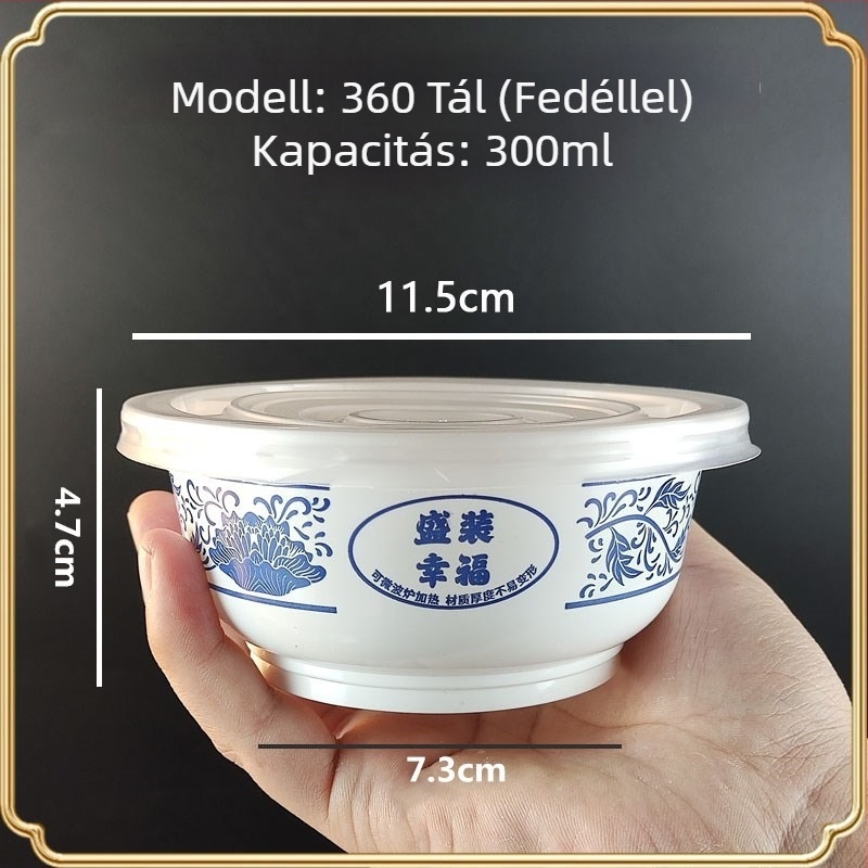 Egyszer használatos műanyag tál, vastított, élelmiszer-minőségű, 300 ml, kerek