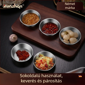 KUNZHAN rozsdamentes acél fűszertál, kör alakú, egyszínű dizájn, kefével csiszolt felület, mikróhullámú sütőben használható