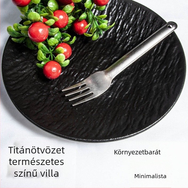Titánium-ötvözetből készült hosszú nyeletű villa- és kanál készlet, könnyű és hordozható otthoni és kempingezésre, gyümölcsvilla
